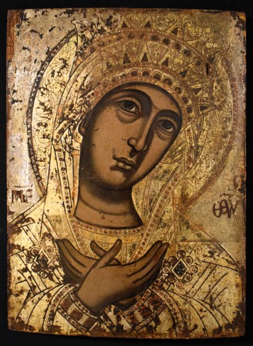 Antiquités - La Vierge de l'Annonciation, Icône grecque du XVIIe siècle